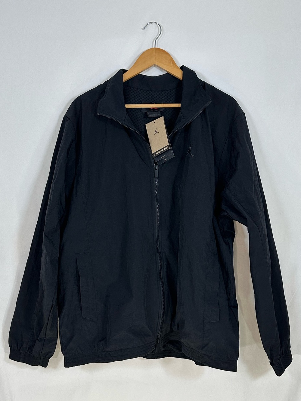 Nike Air Jordan Nylon Mens Windbreaker Jacket Black Large Athletic New